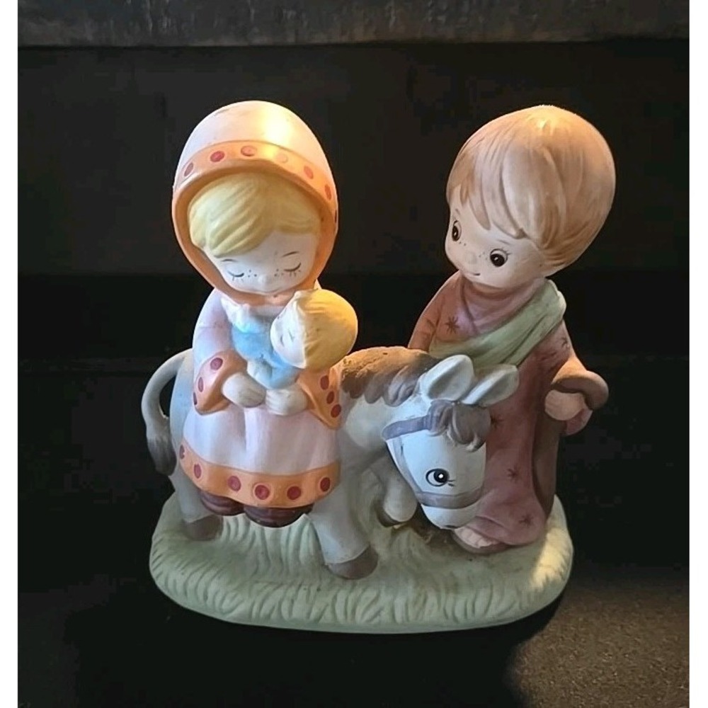 Vintage Homco Christmas Nativity Scene Mary Joseph Jesus Donkey Figurine 5608